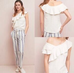 Dolan Anthropologie Louisa Ivory Off Shoulder ruffled top M